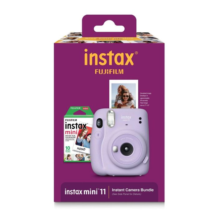 Lavender Instax mini camera with film pack