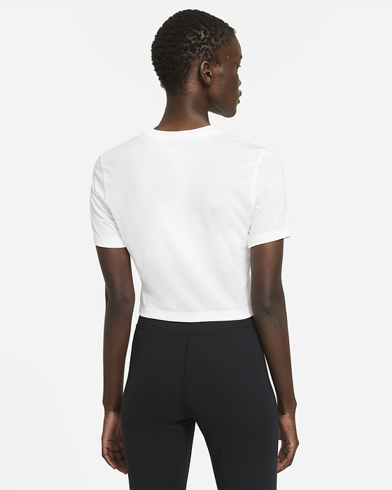 back view of model wearing the Nike crop top
