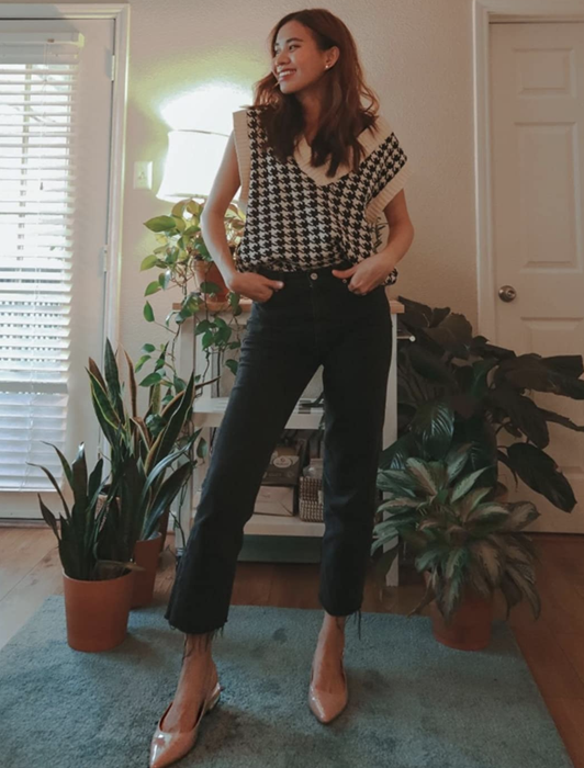 A customer photo showing them wearing the vest with jeans