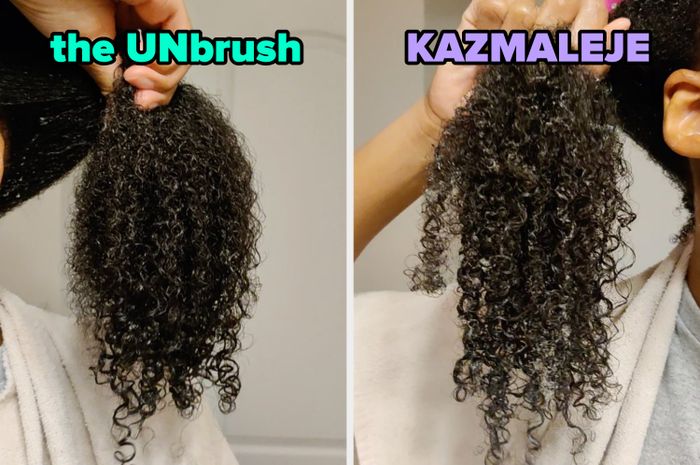 Here’s a comparison of my curls after detangling with each brush: both sections are free of knots and perfectly detangled.