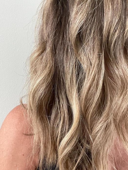 The reviewer's hair after using the spray.