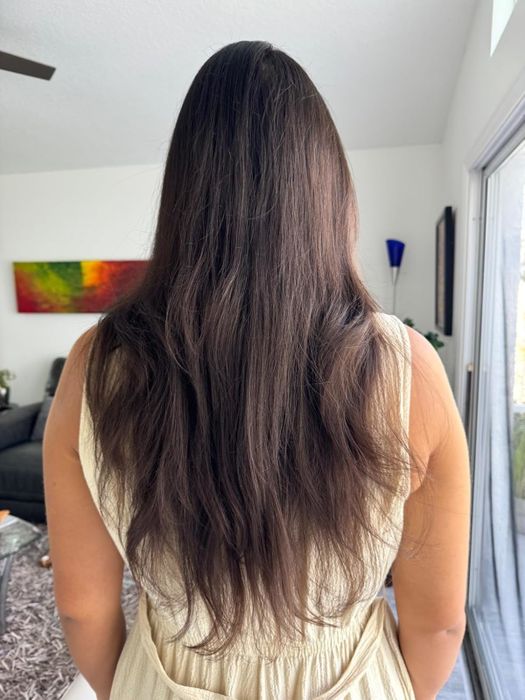 The reviewer’s hair before using the product.