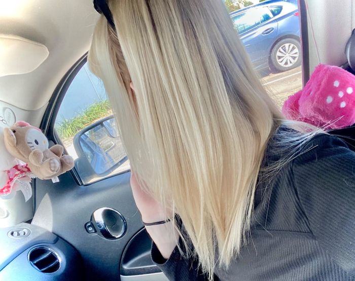 The reviewer's hair after using the treatment is revealed.