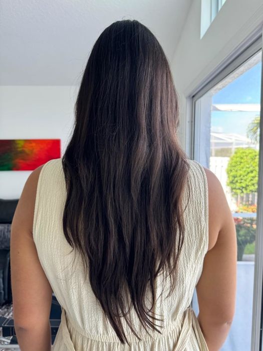 The reviewer’s hair after using the product.