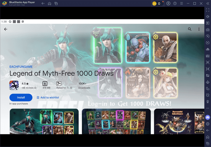 Hướng dẫn cài đặt và chơi Legend of Myth-Free 1000 Draws trên PC qua BlueStacks.