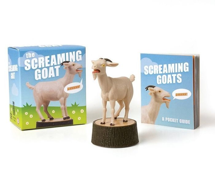 The packaging for the screaming goat figure