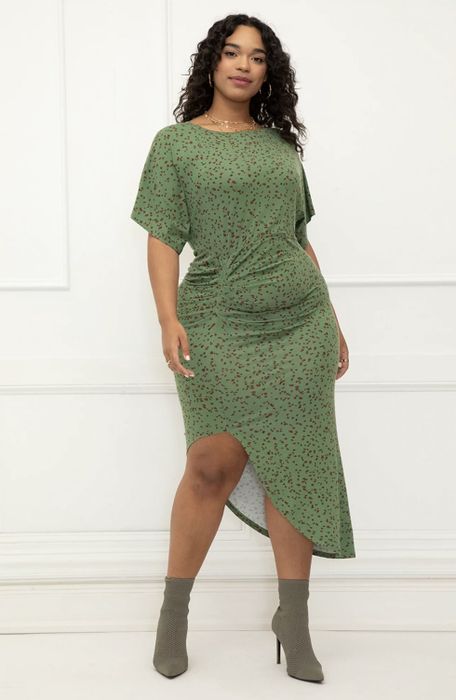 The dress in green.