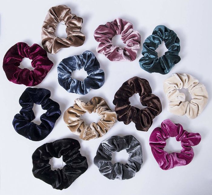 12 vibrant velvet scrunchies