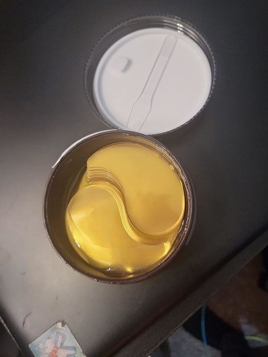 A reviewer's jar of the luxurious under-eye masks