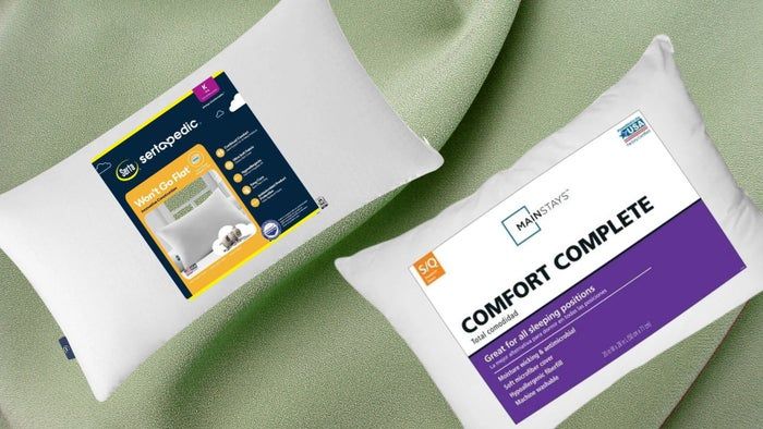 Sertapedic and Mainstays pillow options at Walmart