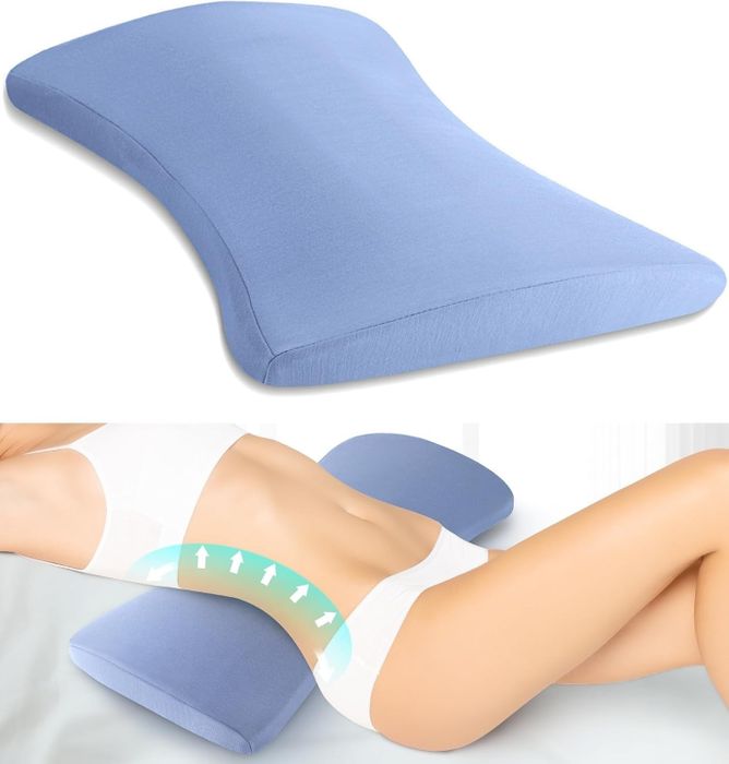 Model demonstrating the use of the gray hip pillow