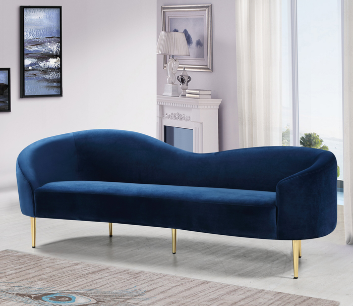 a deep blue sofa