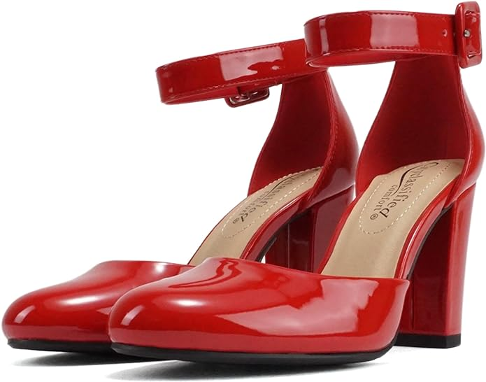 the red faux patent leather version