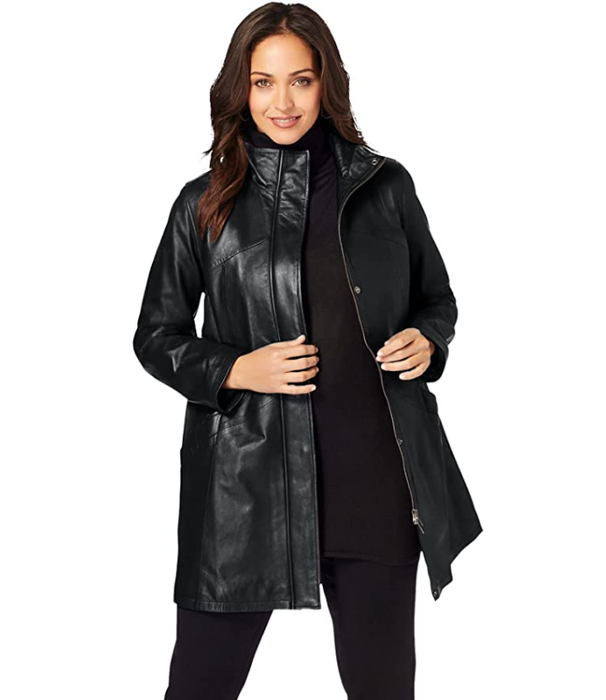 Here’s an image of a model wearing the black jacket.