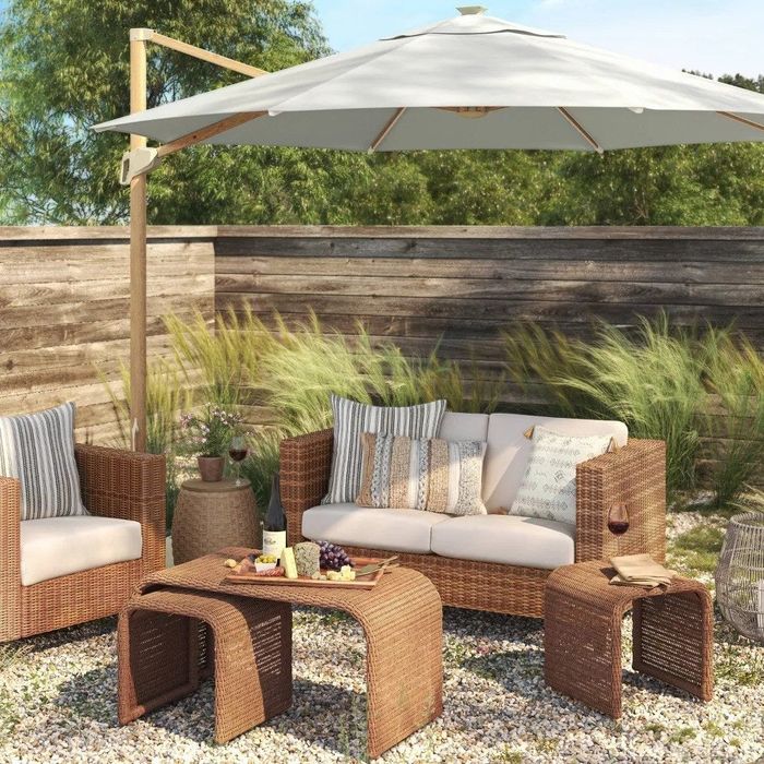 Tree-inspired tables set alongside a patio arrangement