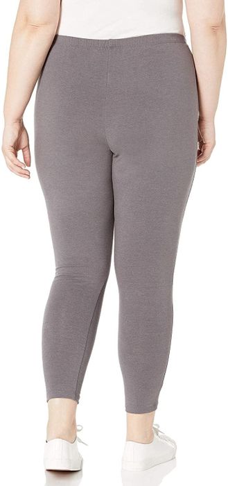 Model wearing charcoal heather Just My Size leggings