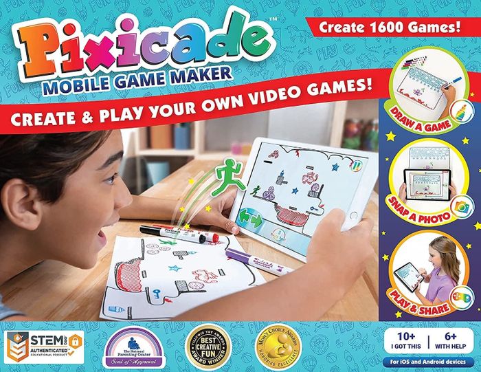 A product image showcasing the Pixicade Mobile Game Maker
