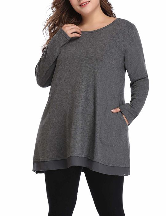 A long-sleeve shirt with front pockets.