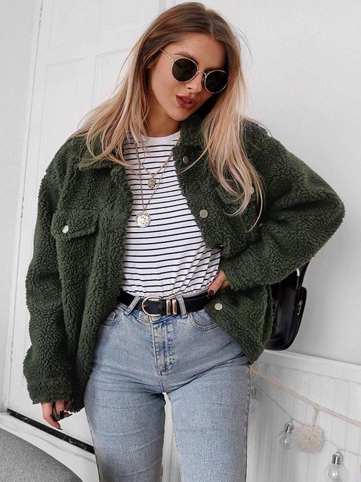 Another model wears a jacket.