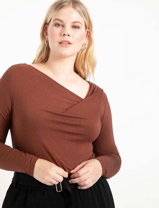 A model wearing the blouse