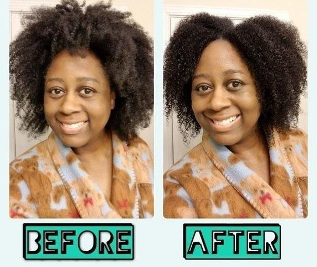 A picture of a reviewer with both frizzy and defined curls.
