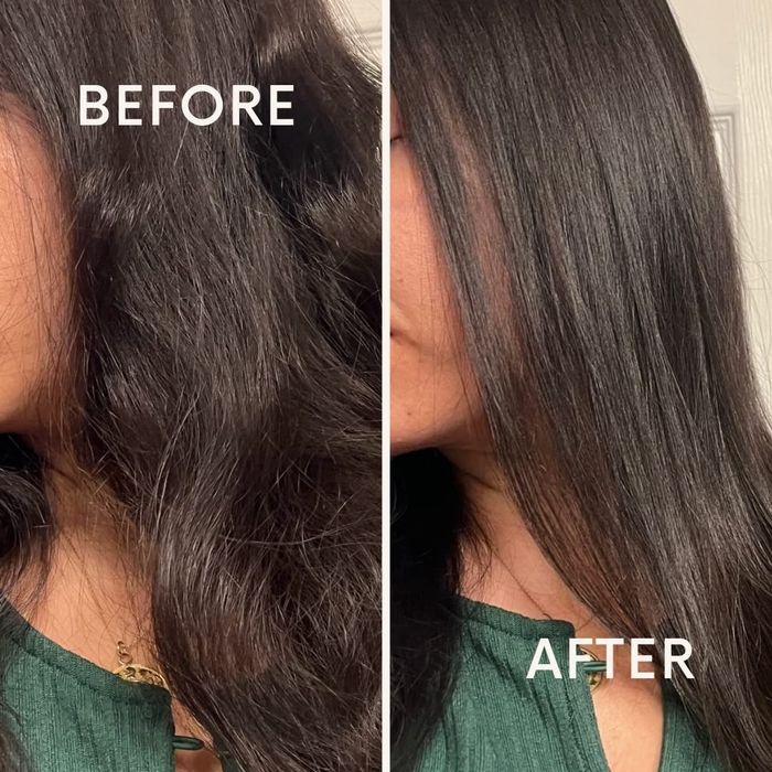 A customer’s hair before and after using the product