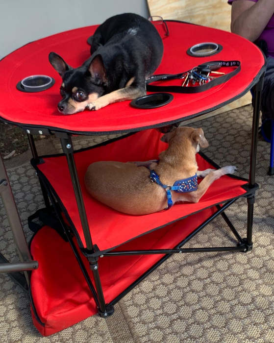 Reviewer image of a red picnic table