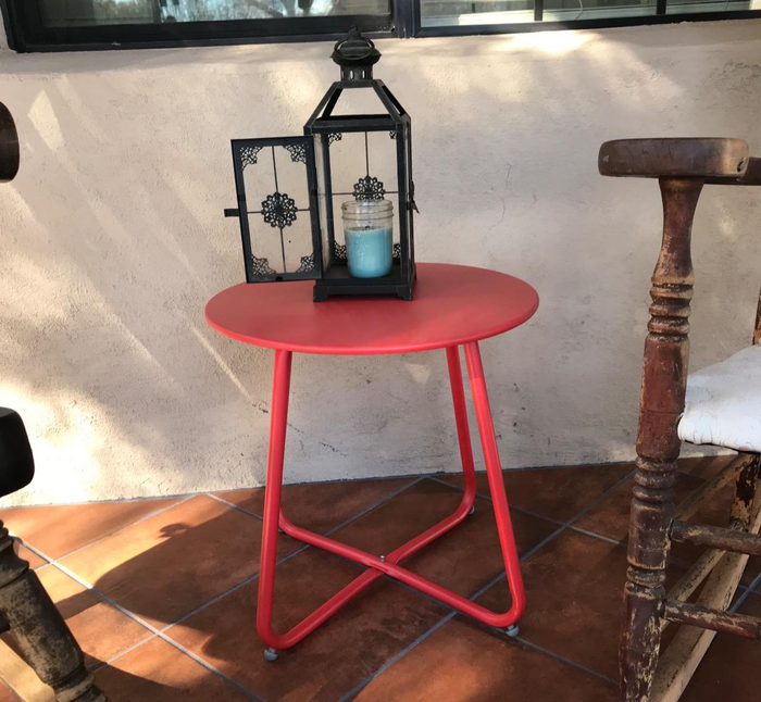 Image of a red outdoor side table