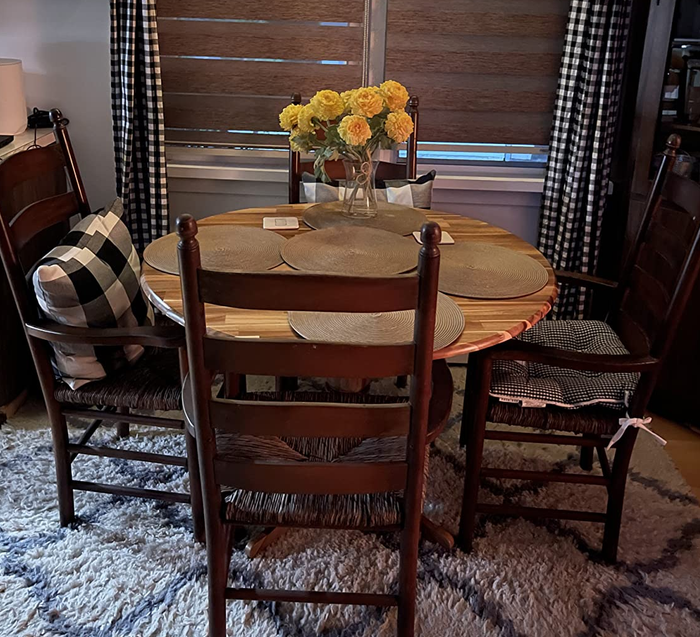 Customer photo of the brown table with placemats