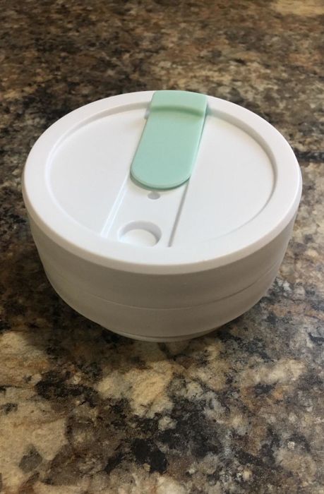 a reviewer photo of the cup collapsed