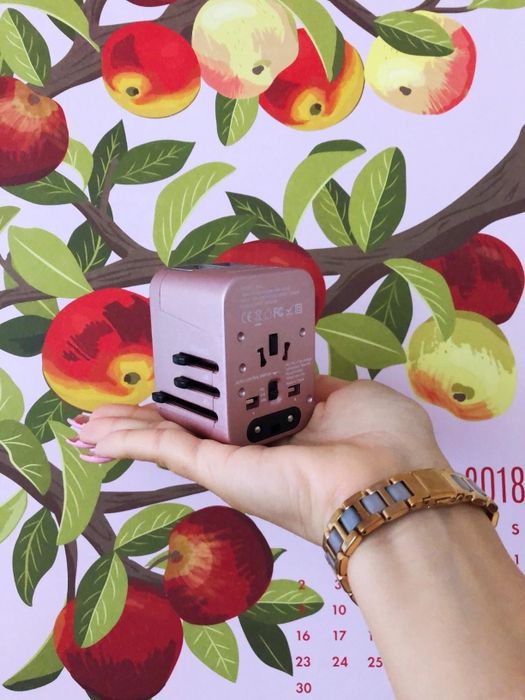 reviewer holding the rose gold adapter in their hand