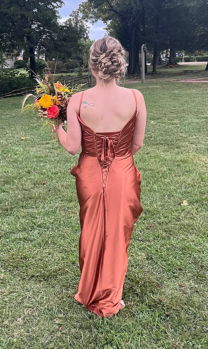 a shot of the corset back on a reviewer