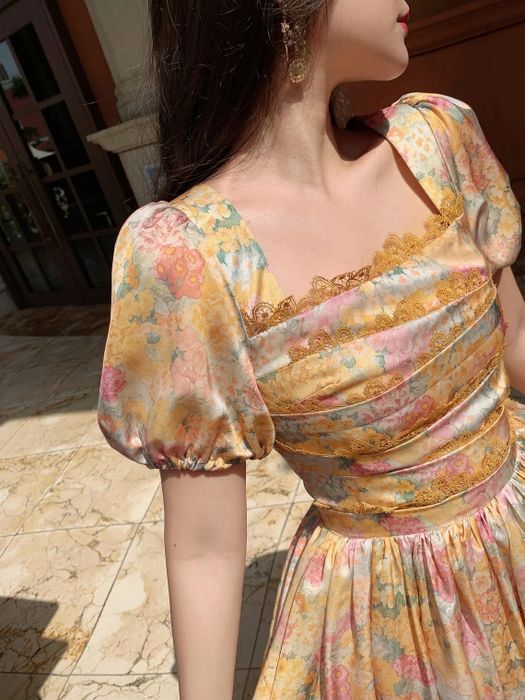 a close-up view of the lace neckline
