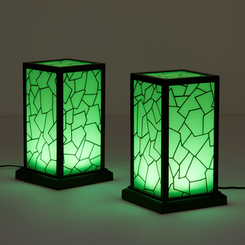 A gif of two lamps changing colors in sync