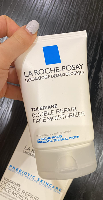 The reviewer's bottle of moisturizer
