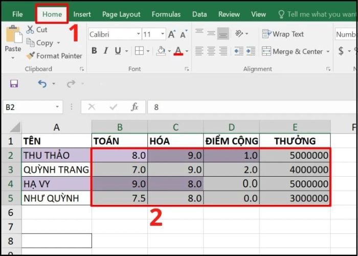 Ẩn số 0 bằng Conditional Formatting