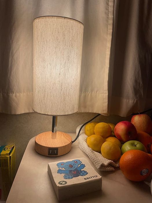 The lamp placed on a table.