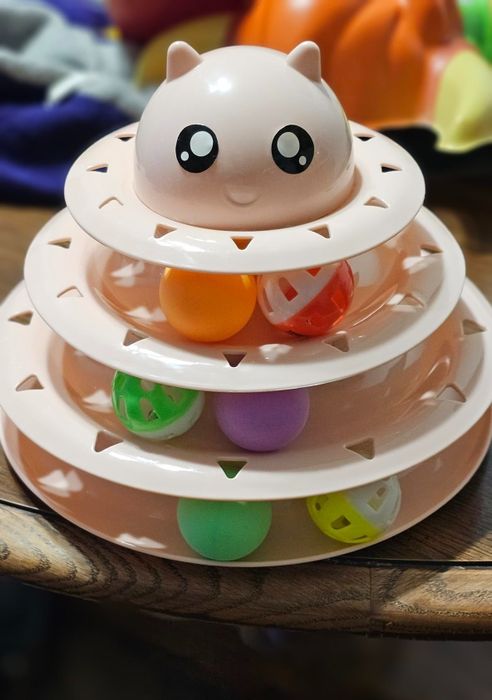 a close-up photo from a reviewer showcasing the interactive toy in more detail