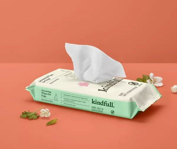 Kindfull Grooming Wipes for Dogs, displayed in its packaging