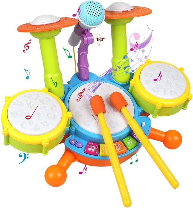 A drum set designed for toddlers.