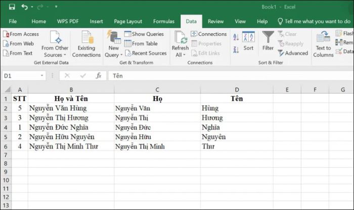 Kết quả sau khi sắp xếp