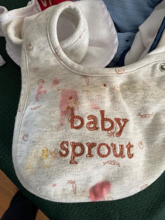 A baby bib with fun design.