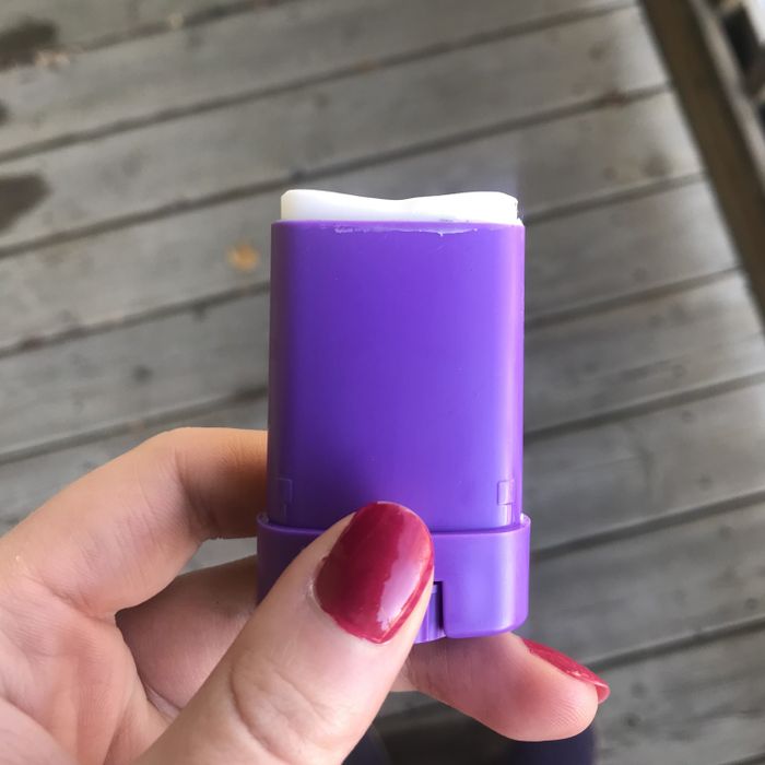 The stick, with a heel-shaped dip in it