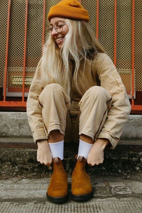 A model sporting the boots