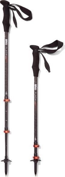 Collapsed trekking poles equipped with wrist straps