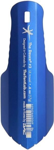 A small blue trowel