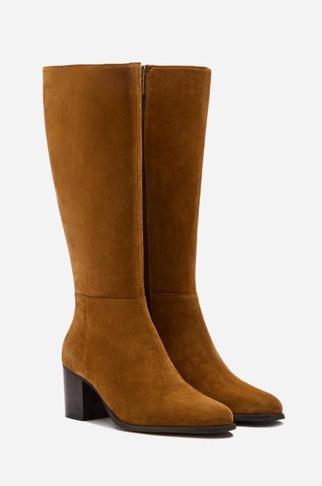 The boots in rich brown suede.