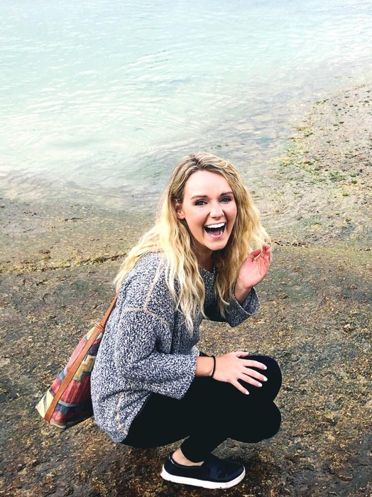 Reviewer sporting the black shoes outdoors