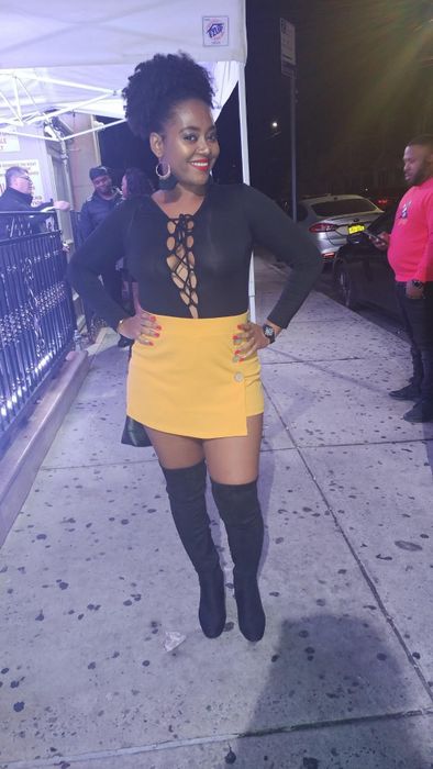 A reviewer styling the boots in black