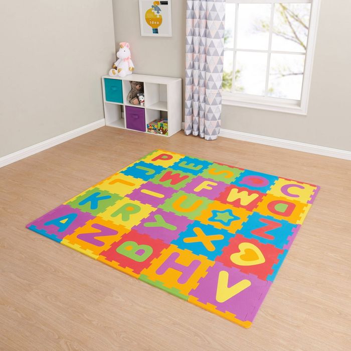 The playmat laid out in a playroom setting.
